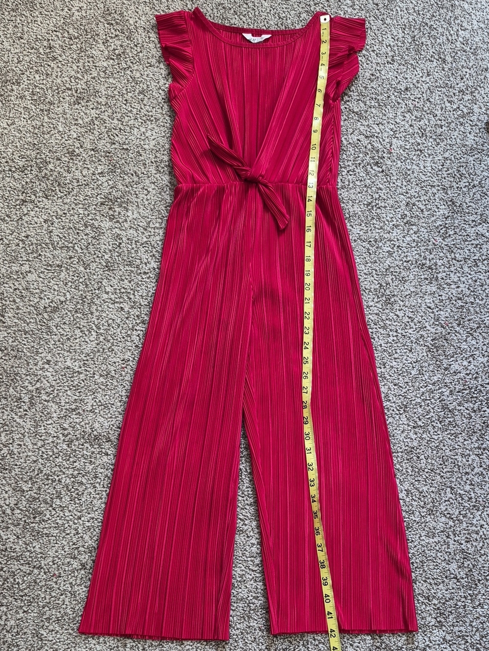 H&M Girls Red Pleated Wide-Leg Jumpsuit